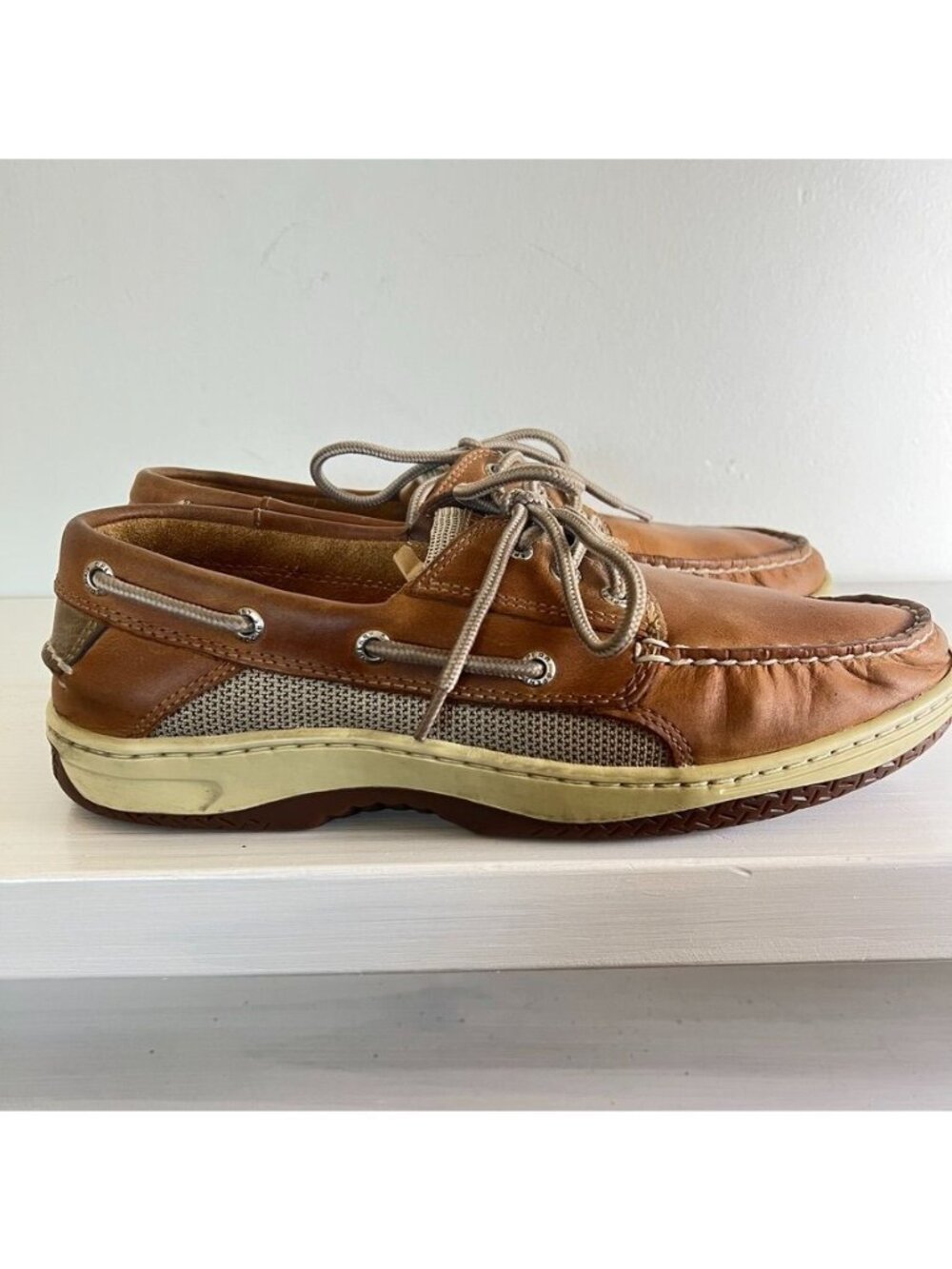 Sperry Topsider Mens 9.5W Billfish 3 Eye Boat Loafers Leather Shoes Preppy - Picture 6 of 13